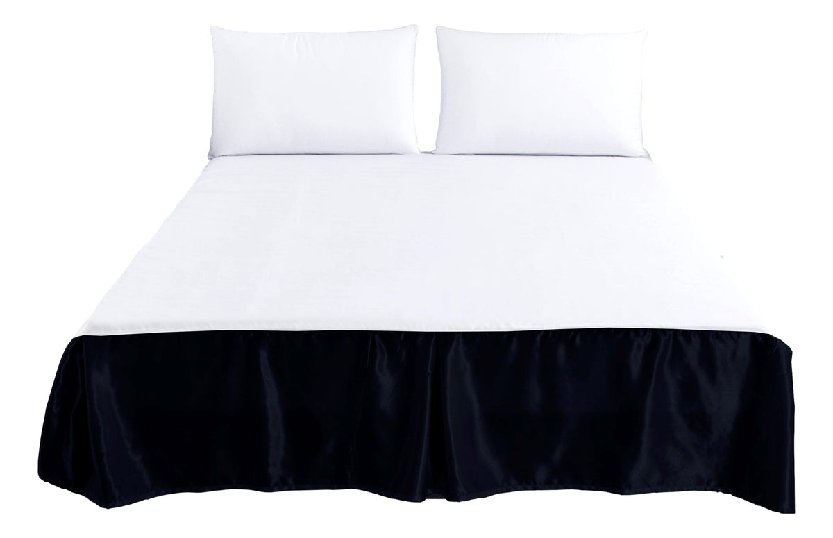 Tache Glam Night Out Satin Black Tailored Platform 14" Bed Skirt Dust Ruffle (1622)