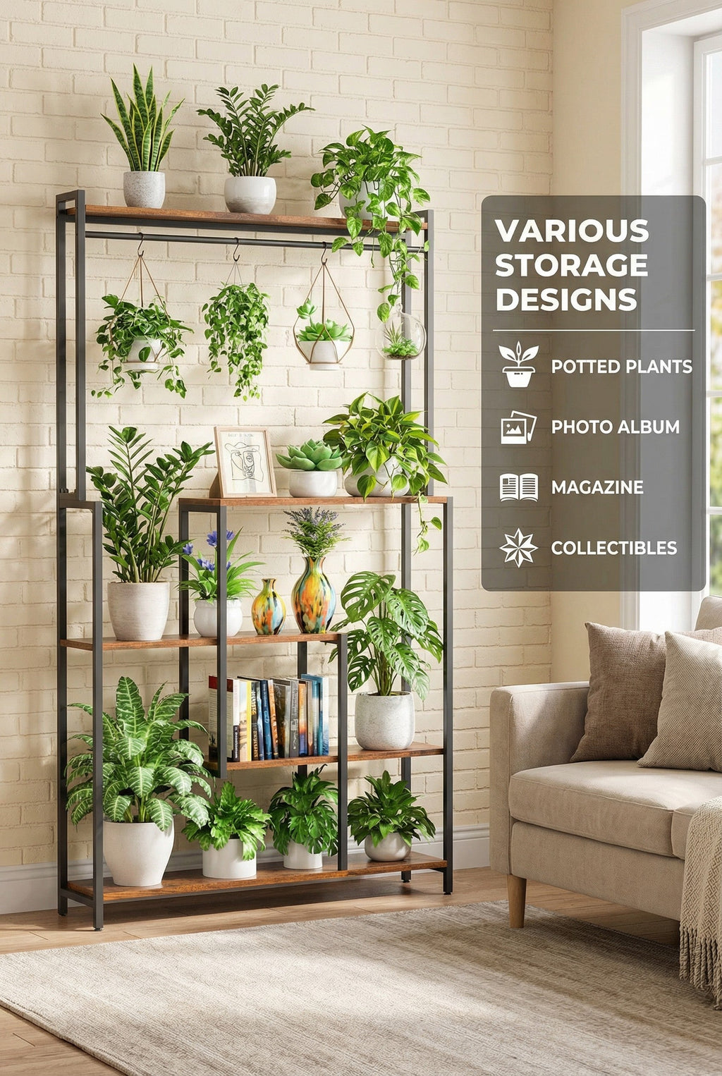 5-Tier Metal Display Shelf with LED Lights
