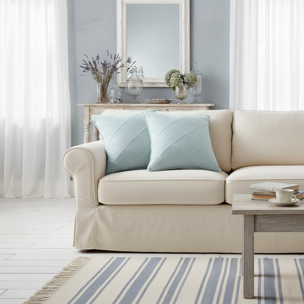 Tache Cotton Seafoam Blue Soothing Pastel Diamond Cushion Covers / Euro Sham (JHW-856)