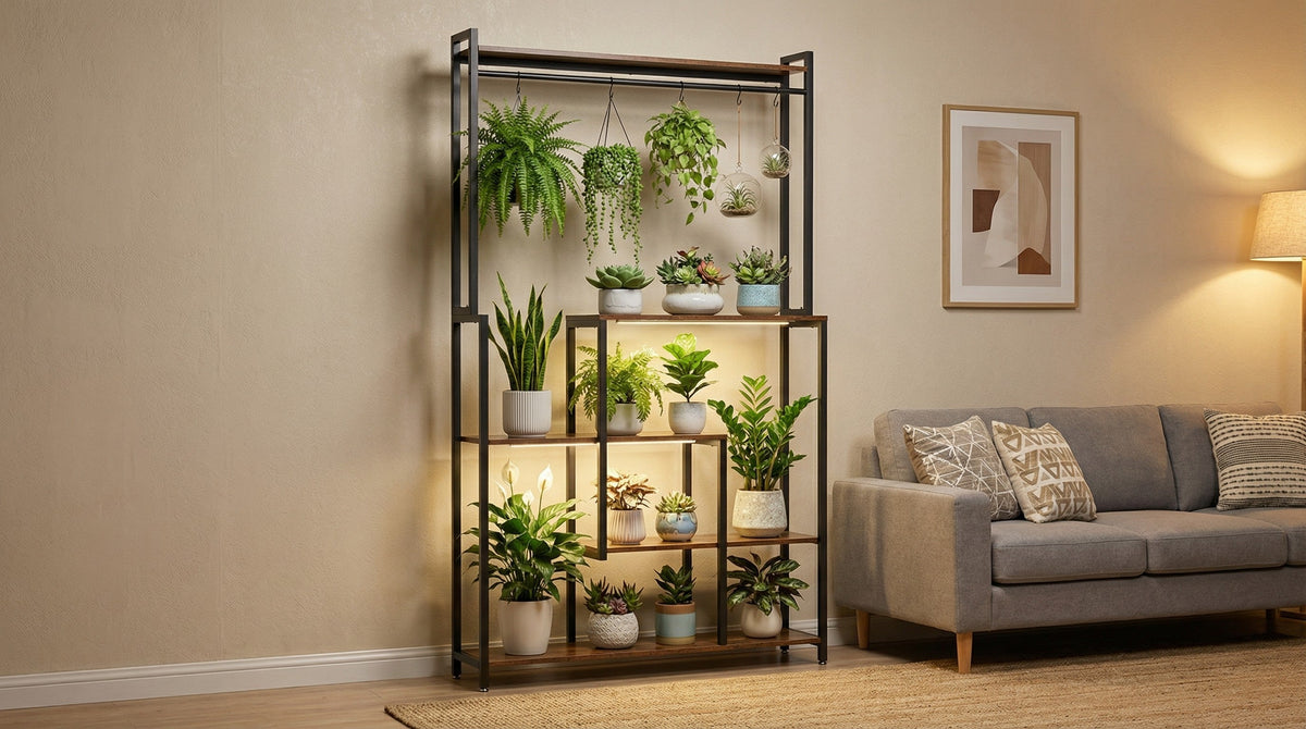 5-Tier Metal Display Shelf with LED Lights