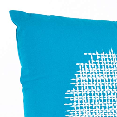 Fennco Styles Spic Market Collection Contemporary Stitched 100% Pure Cotton 18 x 18 Inch Down Filled Throw Pillow – Turquoise Throw Pillow for Couch, Bedroom and Living Room Décor
