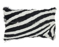 Fennco Styles Zebra Goat Fur Decorative Filled Throw Pillow 18" W x 18" L - Black & White Square Cushion for Couch, Bedroom and Living Room Décor