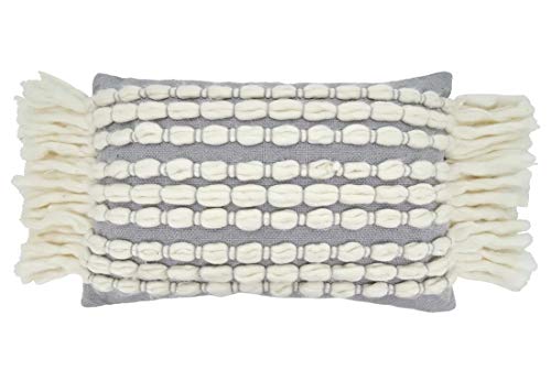 Fennco Styles Tasseled Design Pure Cotton Decorative Throw Pillow – 16" W x 23" L Rectangular Cushion for Couch, Sofa, Bedroom, Office and Living Room Décor