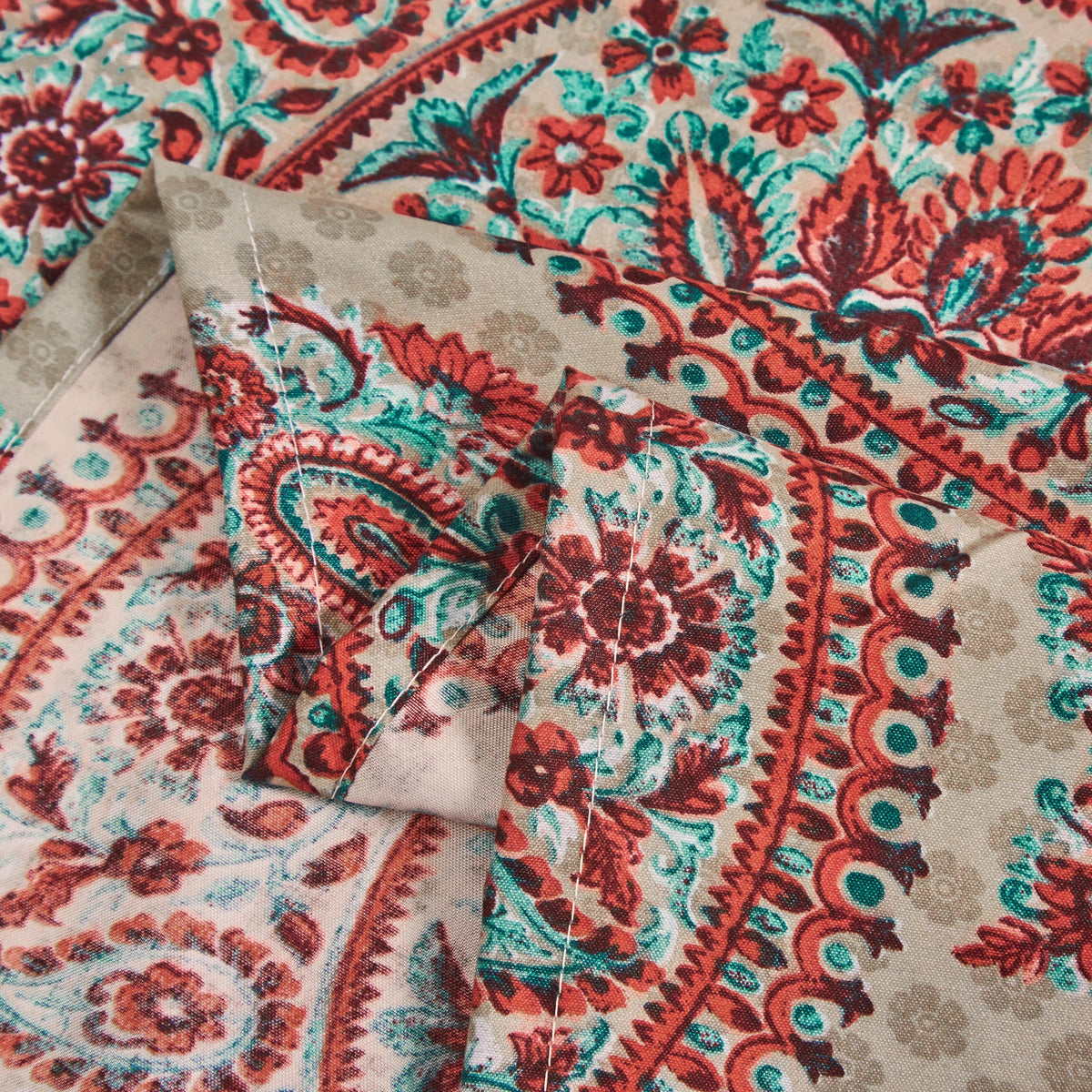 Tache Bohemian Desert Medallion Boteh Paisley Taupe Fitted Sheet / Flat Sheet (TJ3502)