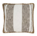 Fennco Styles Striped Whipstitch Cotton Jute Decorative Throw Pillow 18" W x 18" L - Woven Cushion for Home, Couch, Office, Bedroom and Living Room Décor
