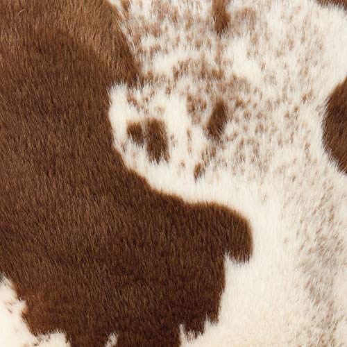 Fennco Styles Rustic Faux Fur Cow Hide 18 x 18 Inch Decorative Throw Pillow with Case & Insert – Brown Fur Pillow for Couch, Bedroom and Living Room Décor