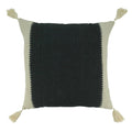 Fennco Styles Whipstitch Banded Cotton Decorative Throw Pillow 20" W x 20" L - Black & Natural Modern Textured Cushion for Home, Couch, Bedroom, Living Room and Office Décor