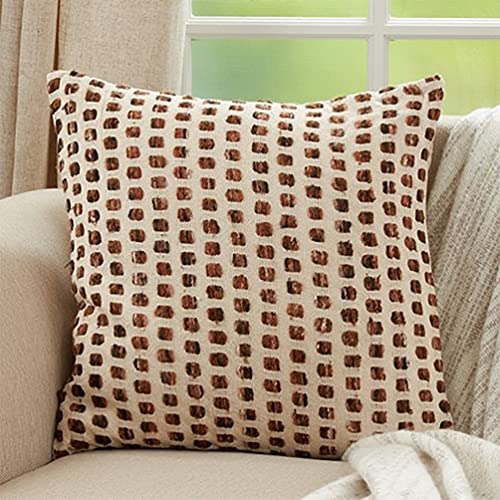 Fennco Styles Woven Cotton Decorative Throw Pillow 16" W x 24" L - Brown Rectangular Cushion for Home, Couch, Living Room, Bedroom, Office and Holiday Décor