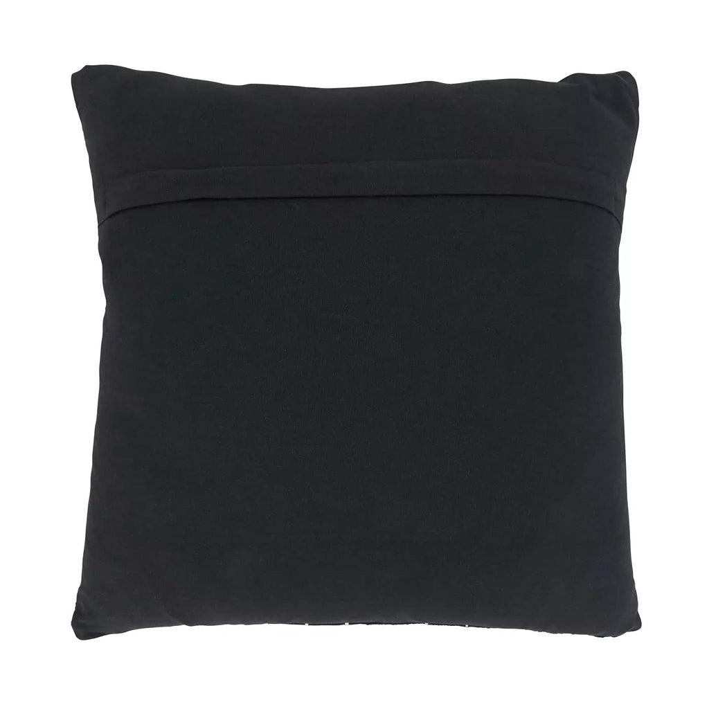 Fennco Styles Stitched Patchwork Cotton Decorative Throw Pillow 18" W x 18" L - Black Square Cushion for Home, Couch, Office, Bedroom and Living Room Décor