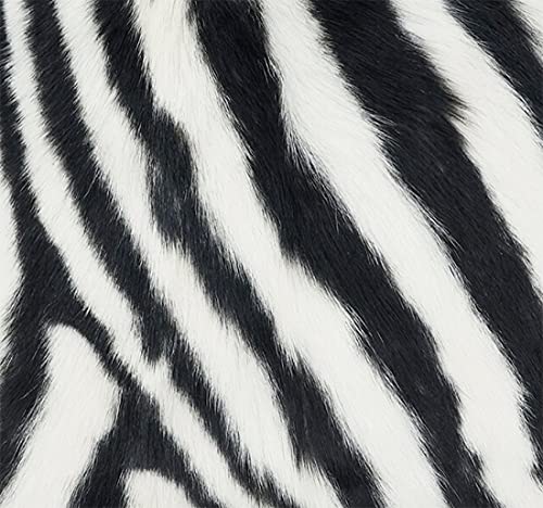 Fennco Styles Zebra Goat Fur Decorative Filled Throw Pillow 18" W x 18" L - Black & White Square Cushion for Couch, Bedroom and Living Room Décor