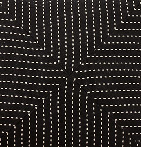 Fennco Styles Stitched Patchwork Cotton Decorative Throw Pillow 18" W x 18" L - Black Square Cushion for Home, Couch, Office, Bedroom and Living Room Décor