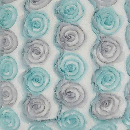 Fennco Styles Romantic 3D Rose Textured Decorative Throw Pillow Cover 17 x 17 Inch - Embroidered Floral Throw Pillow Case for Home, Wedding and Valentine's Day Décor