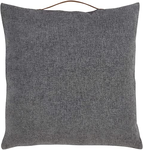Fennco Styles Solid Chenille Decorative Filled Throw Pillow with Handle 18" W x 18" L – Accent Cushion for Couch, Bedroom, Living Room and Office Décor