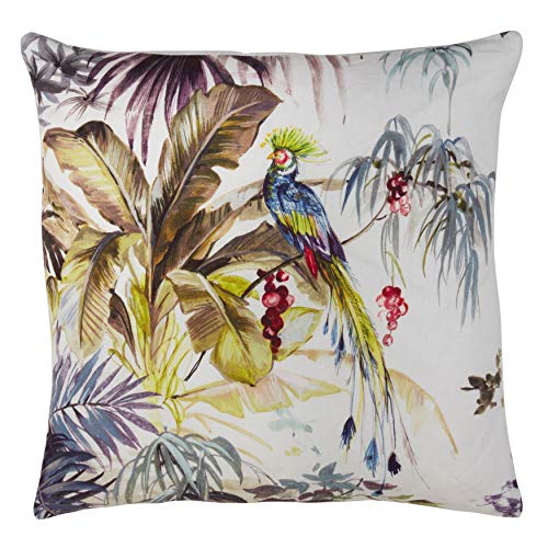 Fennco Styles Watercolor Tropical Phoenix Birds Down-Filled Linen Throw Pillow - 20"x20"