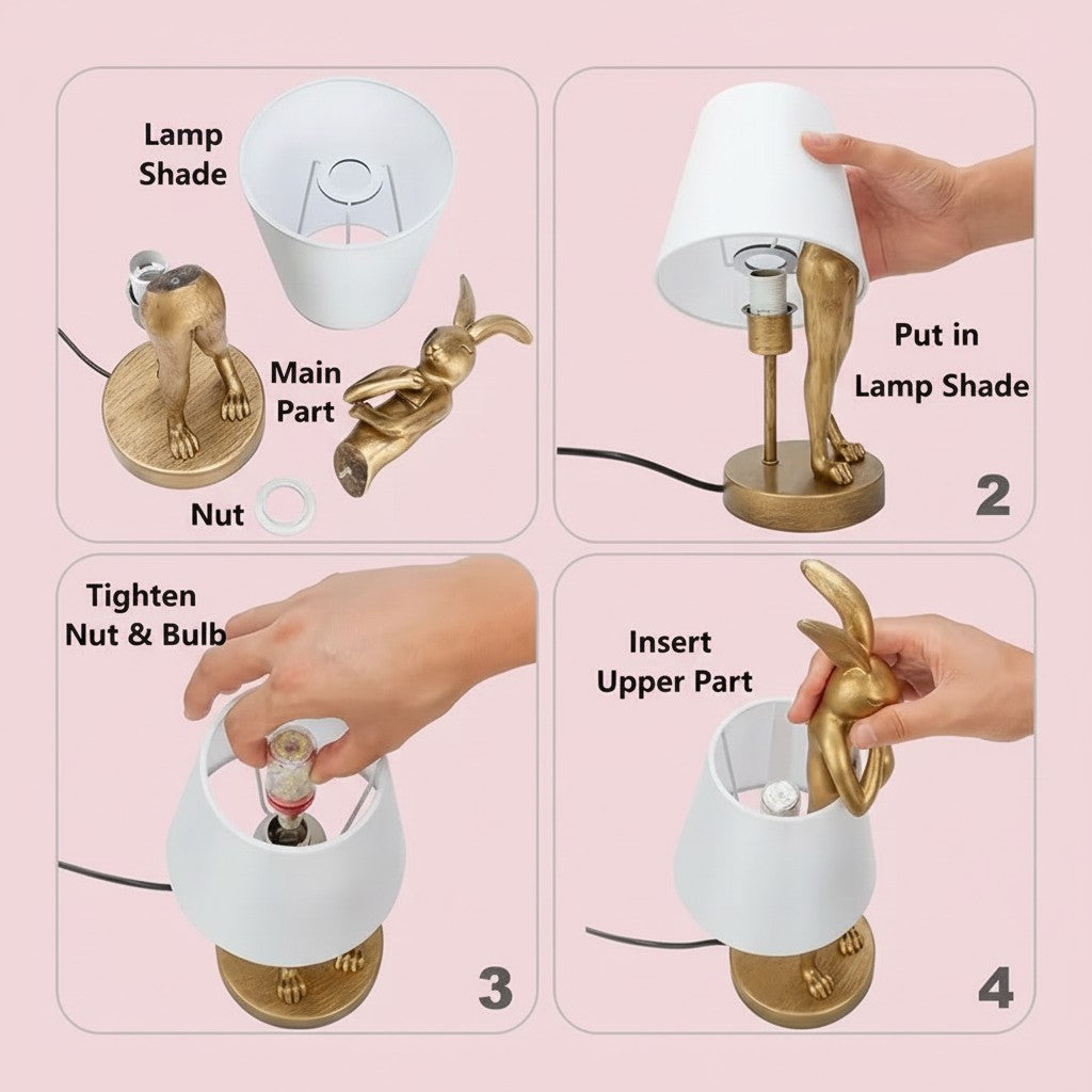 Modern Bunny Table Lamp with Adjustable Light