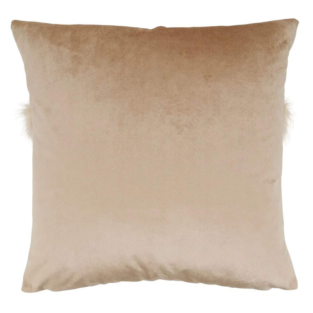 Fennco Styles Velvet with Faux Fur Design Decorative Throw Pillow - White Cushion Case for Couch, Home Décor, Bedroom Décor and Christmas, Housewarming Gift