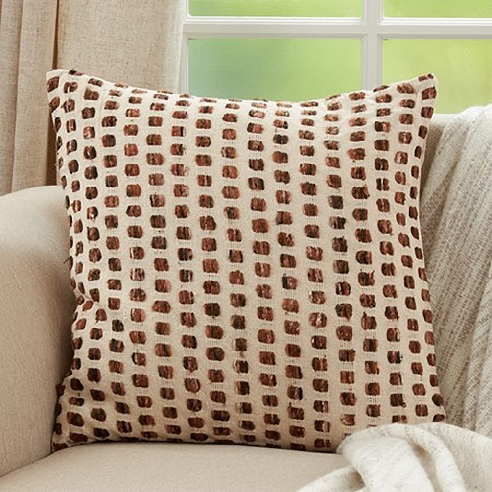 Fennco Styles Woven Cotton Decorative Throw Pillow 16" W x 24" L - Brown Rectangular Cushion for Home, Couch, Living Room, Bedroom, Office and Holiday Décor