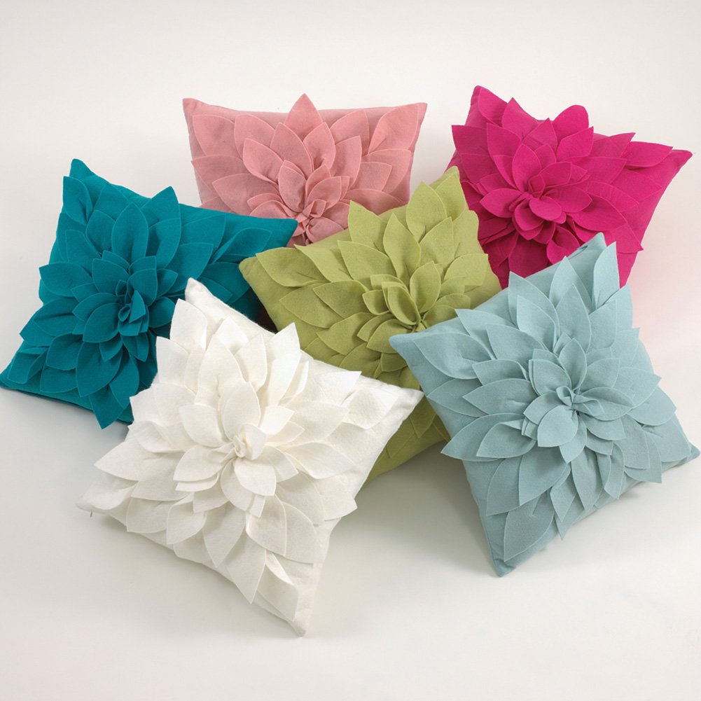 Fennco Styles Sara's Garden Petal Decorative Throw Pillow. 17 Inch Square.
