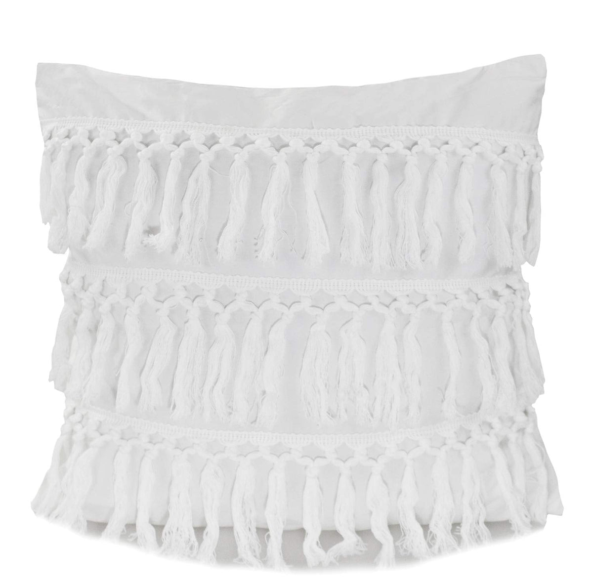 Fennco Styles Stylish Fringe Tassels Decorative Cotton Throw Pillow