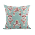 Fennco Styles Sardinia Collection Bohemian Ikat Linen Blend 20 x 20 Inch Throw Pillow with Case & Insert – Duck Egg Blue Home Decorative Pillow for Couch, Bedroom and Living Room Décor