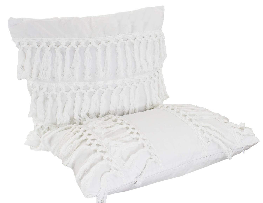 Fennco Styles Stylish Fringe Tassels Decorative Cotton Throw Pillow