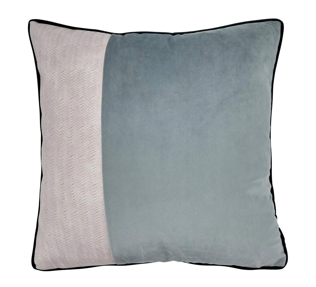 Fennco Styles Texture Color Blocked Two-Tone Velvet Decorative Throw Pillow 18 x 18 Inch - Black Accent Pillow for Home, Couch, Living Room and Office Décor
