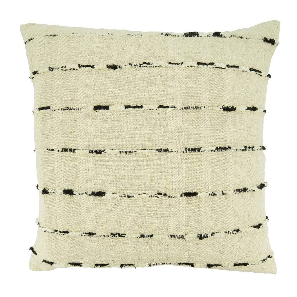 Fennco Styles Striped Design Cotton Decorative Throw Pillow 20" W x 20" L - Black & White Textured Cushion for Home, Couch, Bedroom, Living Room and Office Décor