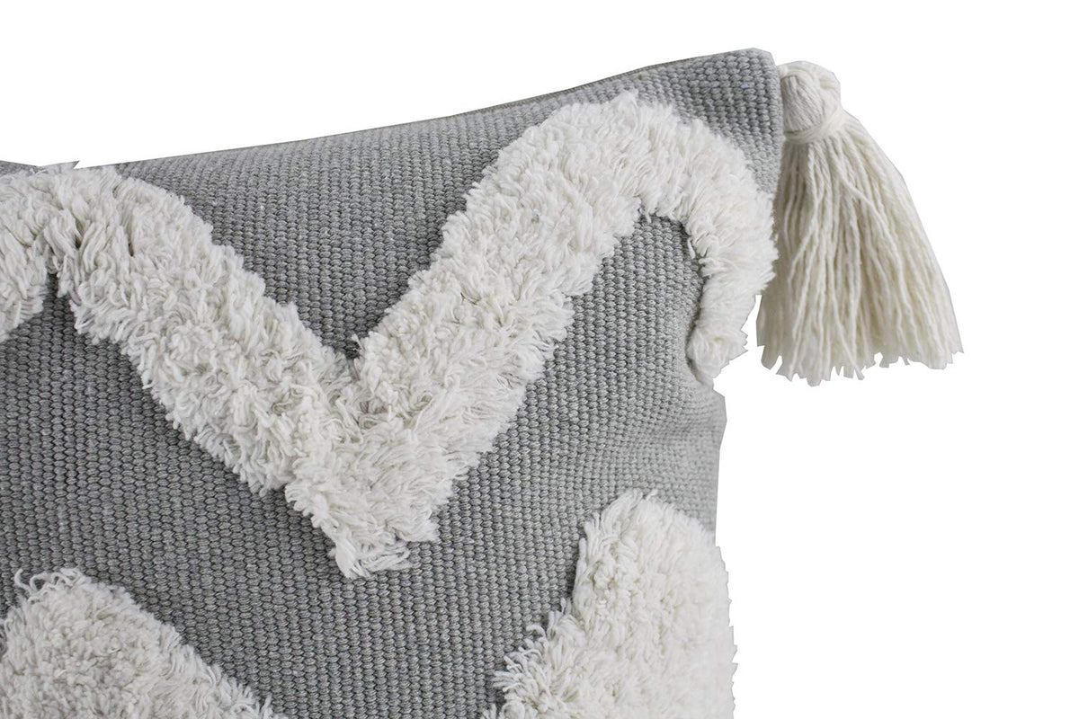 Fennco Styles Woven Applique Indoor Throw Pillow - Square 17 x 17 Inch Decorative Throw Pillow - Cozy Accent Pillow for Couch, Bedroom and Living Room Décor