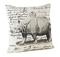 Fennco Styles Safari Collection Country Rhinoceros 100% Pure Cotton 18 x 18 Inch Throw Pillow with Case & Insert – Natural Decorative Pillow for Couch, Bedroom and Living Room Décor