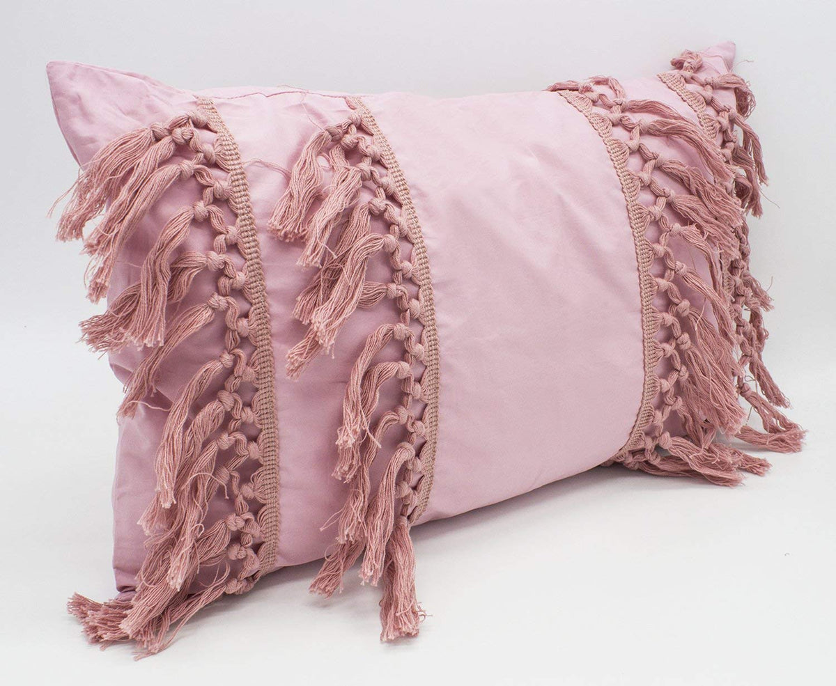 Fennco Styles Stylish Fringe Tassels Decorative Cotton Throw Pillow