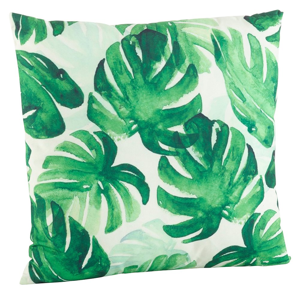 Fennco Styles Tropical Palm Leaf Print Decorative Throw Pillow 18" W x 18" L - Green Cushion for Home, Living Room, Couch, Bedroom and Office Décor