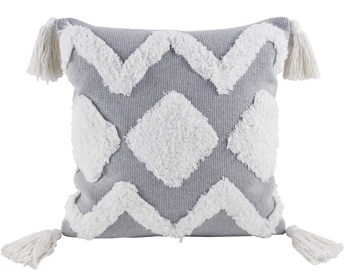 Fennco Styles Woven Applique Indoor Throw Pillow - Square 17 x 17 Inch Decorative Throw Pillow - Cozy Accent Pillow for Couch, Bedroom and Living Room Décor