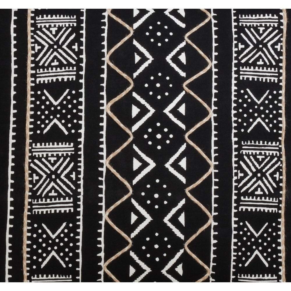 Fennco Styles Tribal Mud Cloth 100% Cotton Decorative Throw Pillow Cover 14 x 20 Inch - Black Geometric Pillow Case for Couch, Living Room and Bedroom Décor