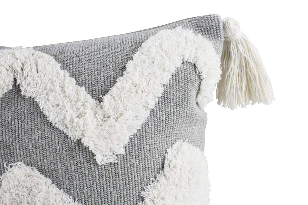 Fennco Styles Woven Applique Indoor Throw Pillow - Square 17 x 17 Inch Decorative Throw Pillow - Cozy Accent Pillow for Couch, Bedroom and Living Room Décor