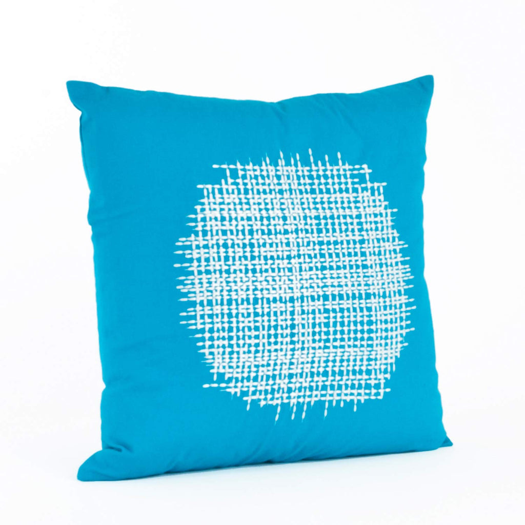 Fennco Styles Spic Market Collection Contemporary Stitched 100% Pure Cotton 18 x 18 Inch Down Filled Throw Pillow – Turquoise Throw Pillow for Couch, Bedroom and Living Room Décor