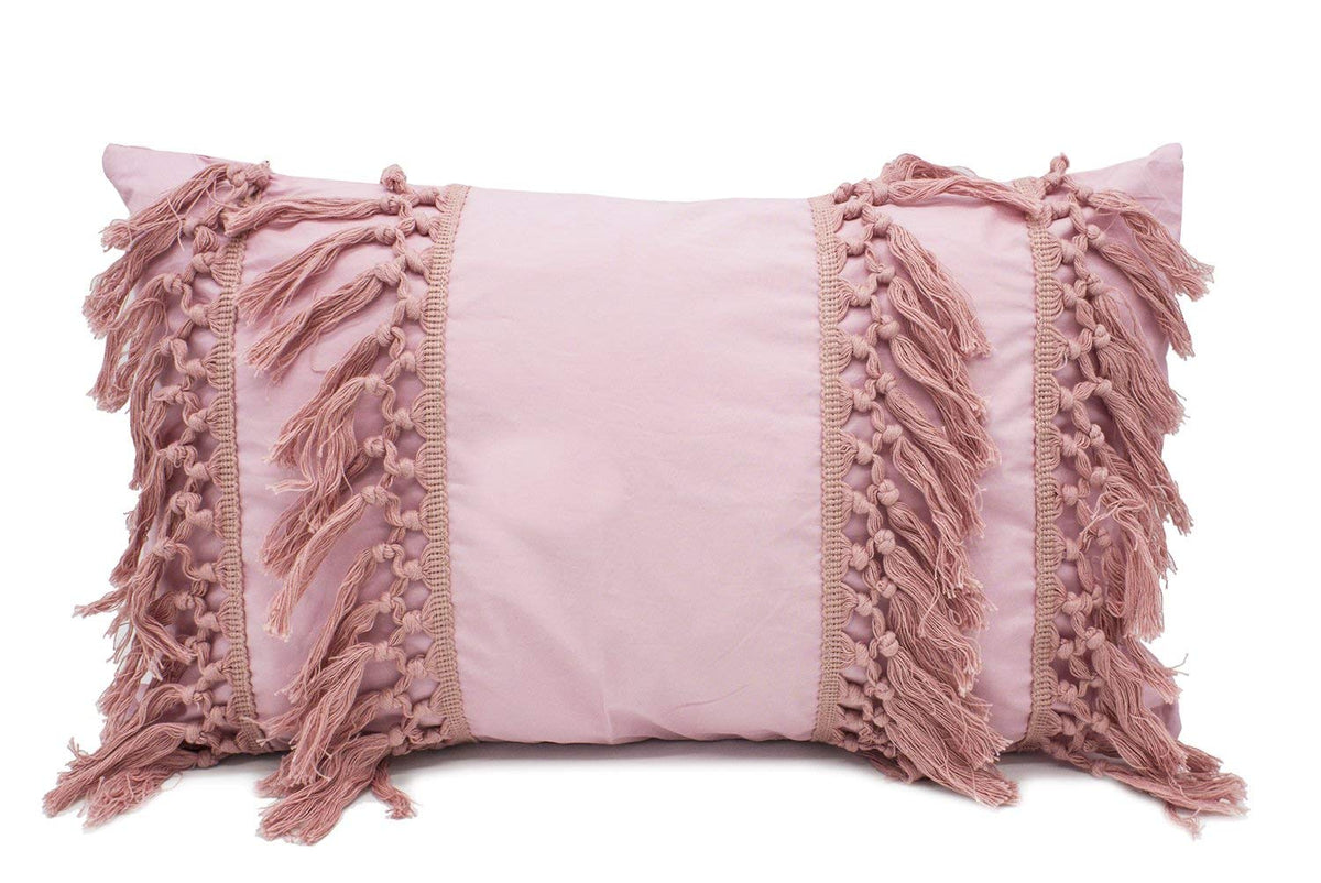 Fennco Styles Stylish Fringe Tassels Decorative Cotton Throw Pillow