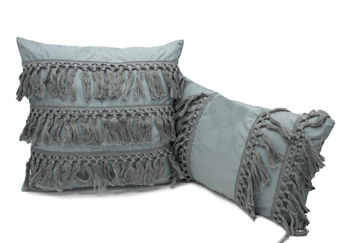 Fennco Styles Stylish Fringe Tassels Decorative Cotton Throw Pillow