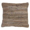 Fennco Styles Woven Chindi Striped Jute Cotton Decorative Throw Pillow 18" W x 18" L – Blue-Grey Cushion for Couch, Bedroom, Living Room and Office Décor
