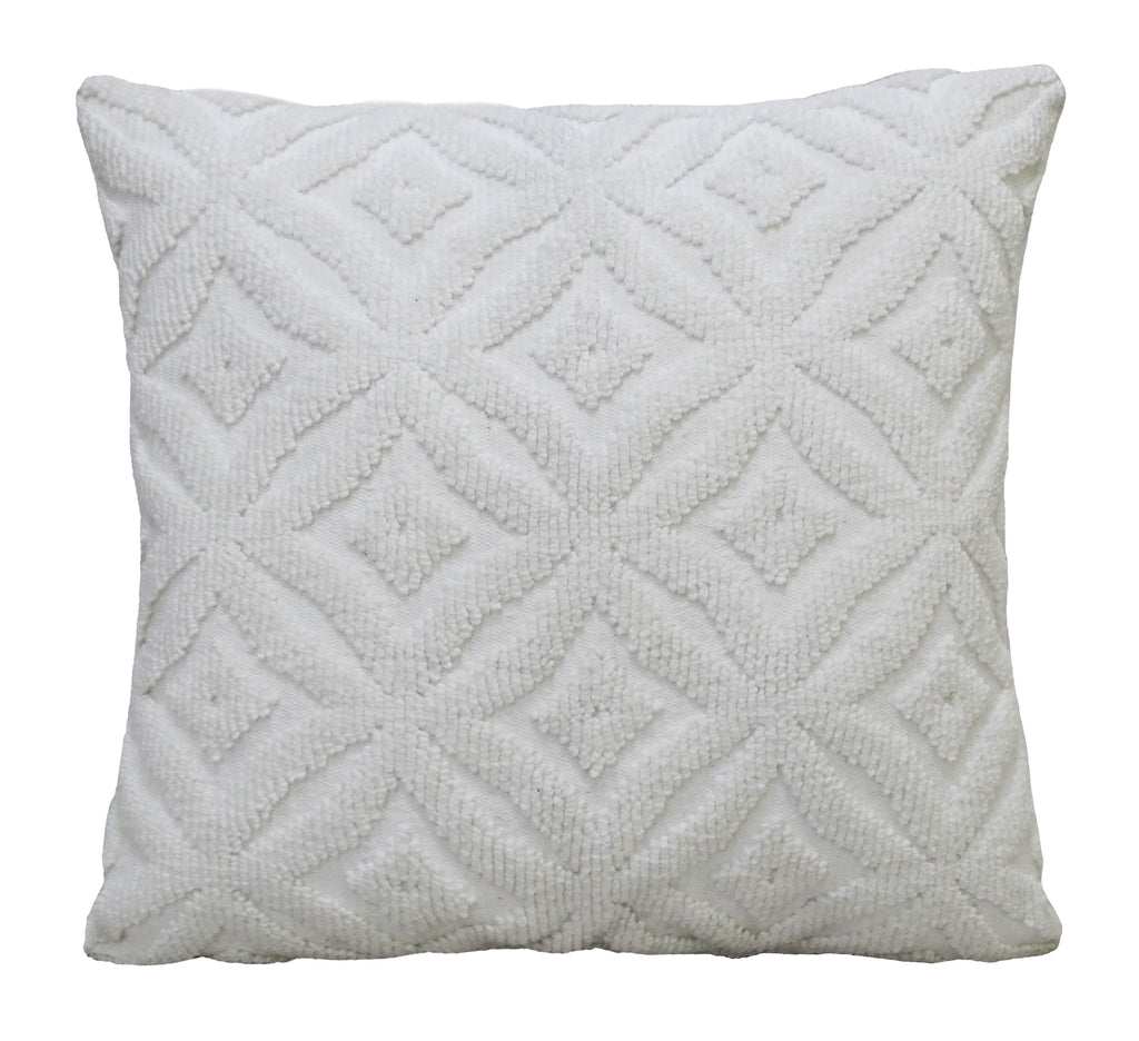 Vibhsa White Indoor Outdoor Ogee Decorative Pillow 18"x18"