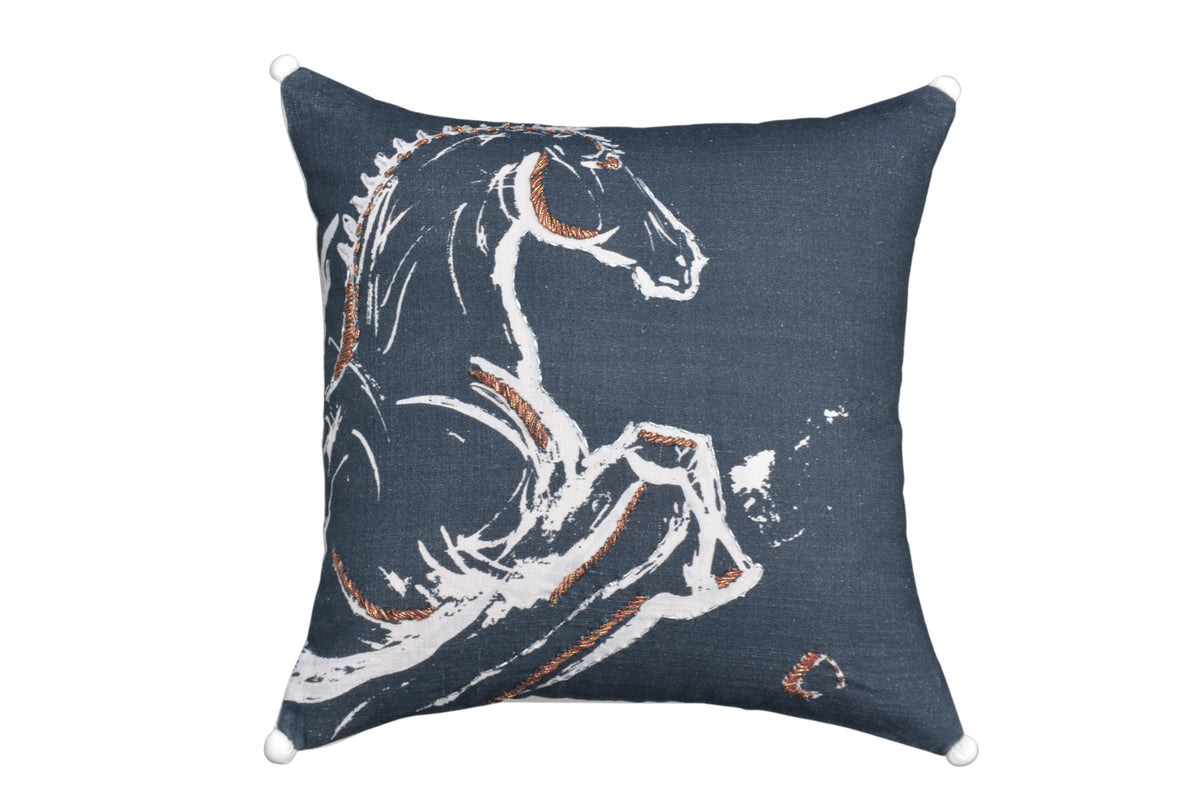 Embroidered 18"x18" Black Decorative Pillow