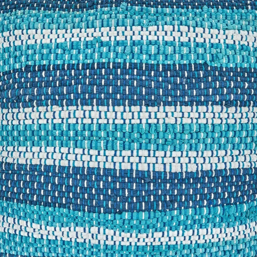 Fennco Styles Striped Chindi Decorative Cotton Filled Throw Pillow - Blue Textured Cushion for Home, Couch, Living Room and Office Décor