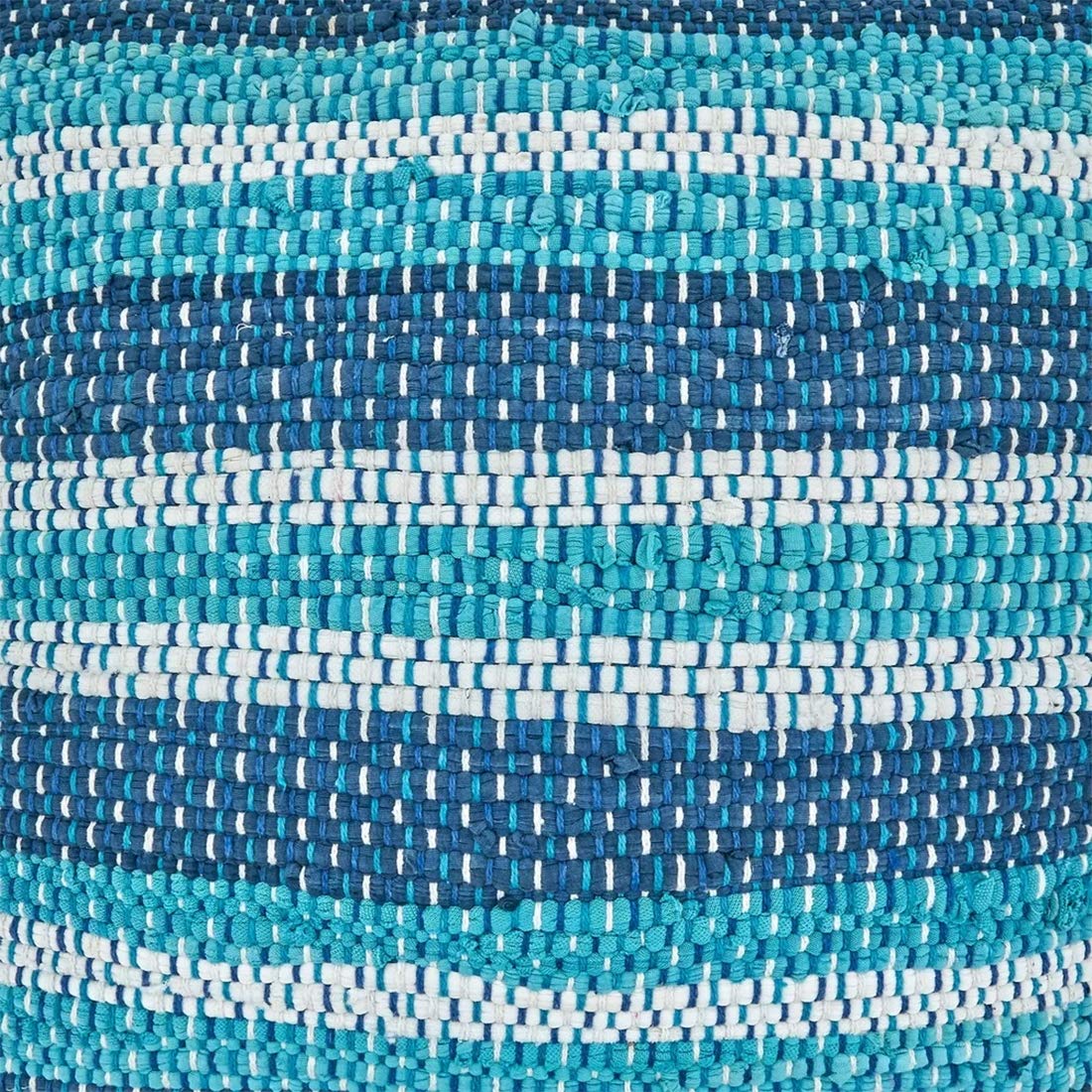 Fennco Styles Striped Chindi Decorative Cotton Filled Throw Pillow - Blue Textured Cushion for Home, Couch, Living Room and Office Décor