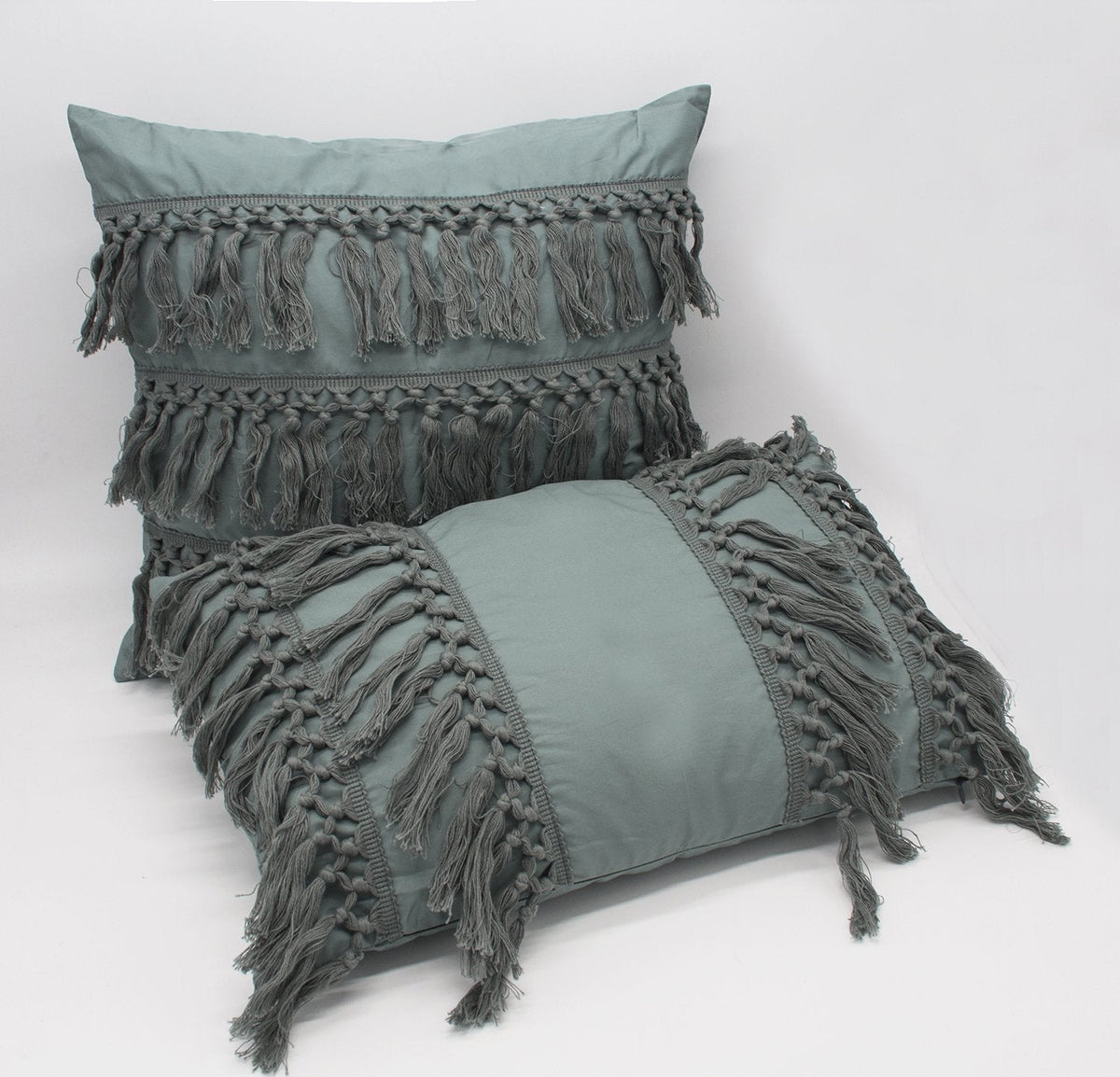 Fennco Styles Stylish Fringe Tassels Decorative Cotton Throw Pillow