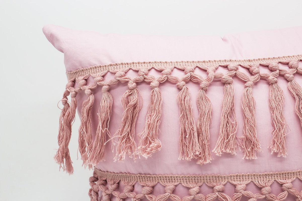 Fennco Styles Stylish Fringe Tassels Decorative Cotton Throw Pillow