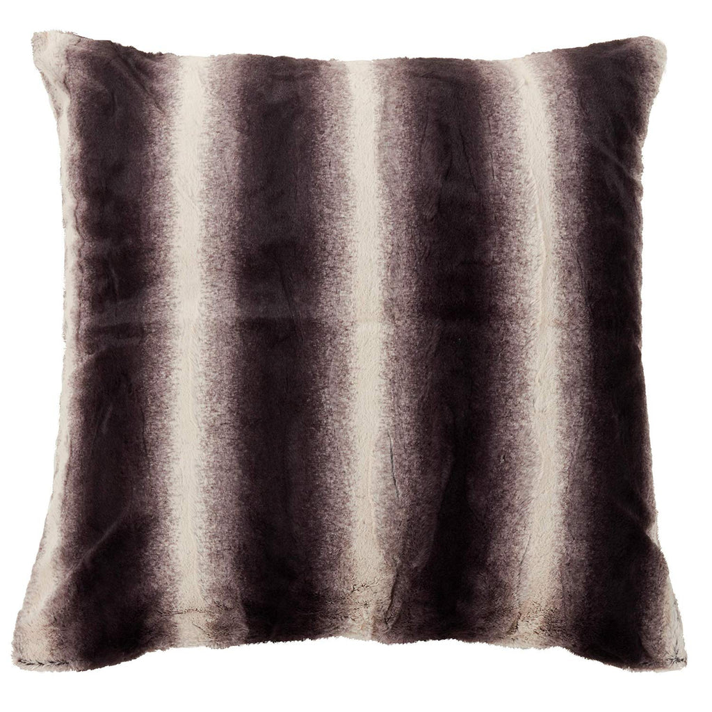 Fennco Styles Wilma Collection Country Faux Rabbit Fur Palette 28 x 28 Inch Throw Pillow with Case & Insert – Black Euro Pillow for Couch, Bedroom and Living Room Décor