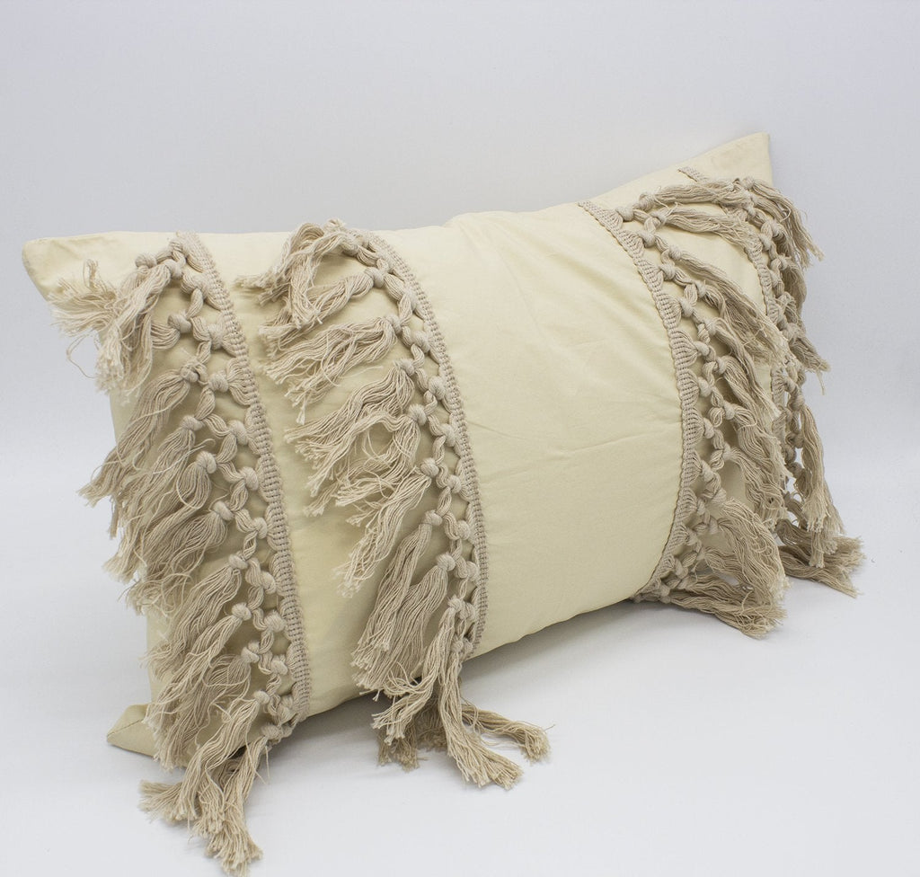 Fennco Styles Stylish Fringe Tassels Decorative Cotton Throw Pillow