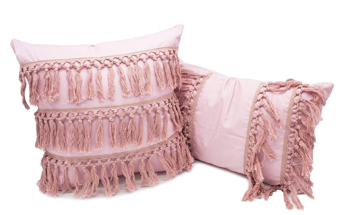 Fennco Styles Stylish Fringe Tassels Decorative Cotton Throw Pillow