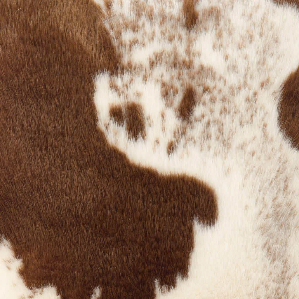 Fennco Styles Rustic Faux Fur Cow Hide 18 x 18 Inch Decorative Throw Pillow with Case & Insert – Brown Fur Pillow for Couch, Bedroom and Living Room Décor