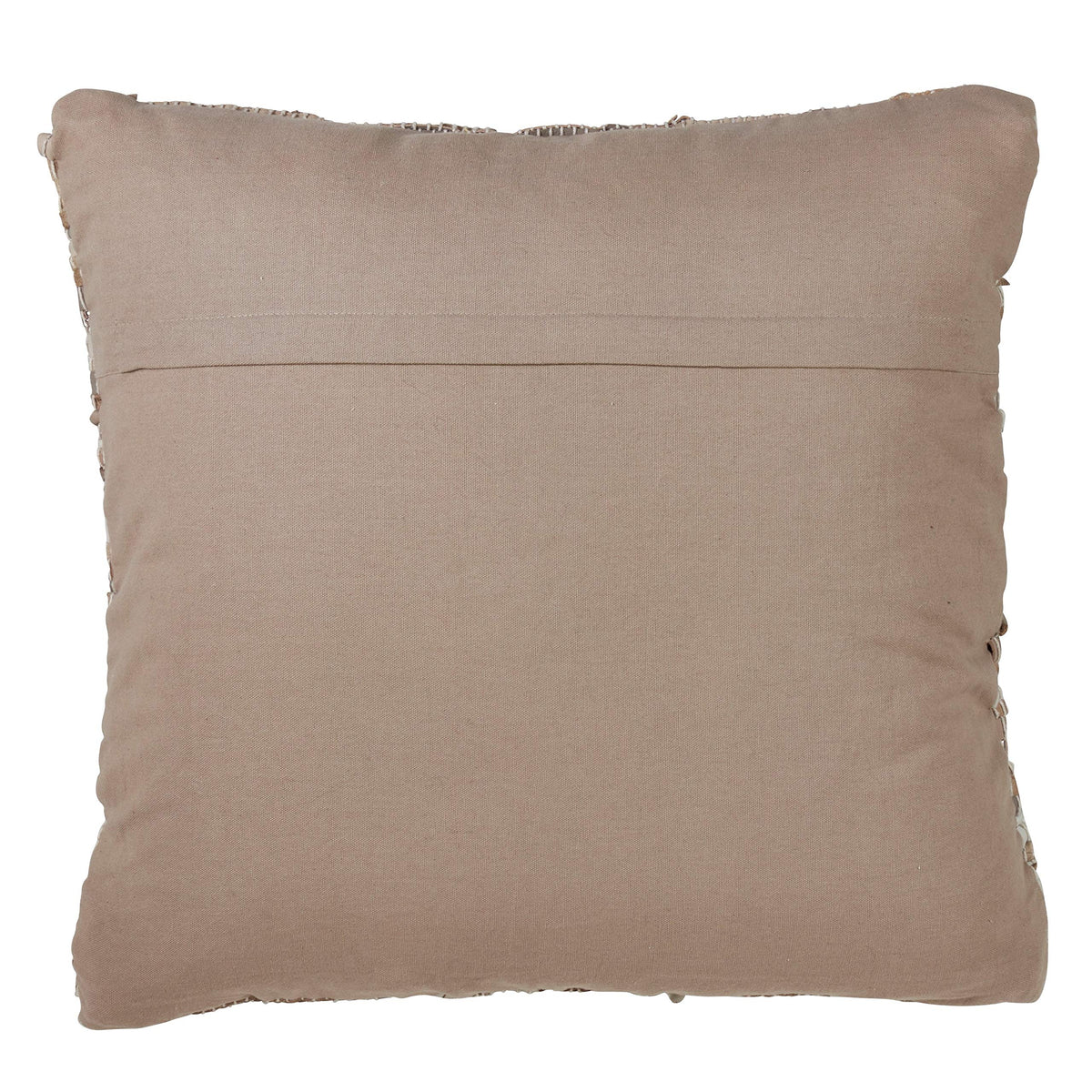 Fennco Styles Woven Chindi Leather Cotton Bohemian Decorative Down-Filled Throw Pillow 20" W X 20" L