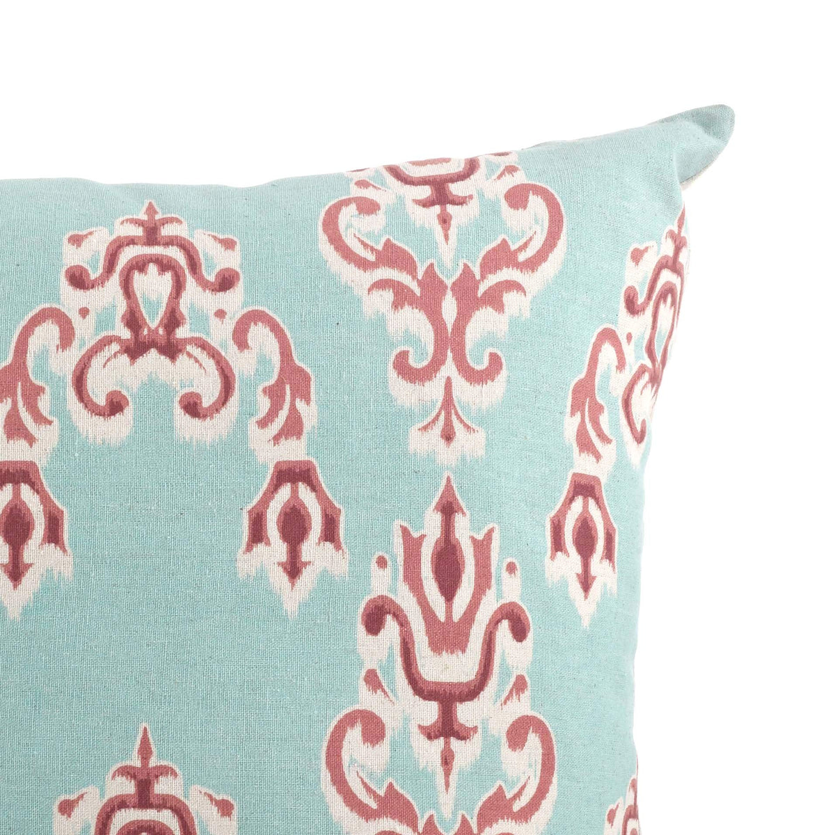 Fennco Styles Sardinia Collection Bohemian Ikat Linen Blend 20 x 20 Inch Throw Pillow with Case & Insert – Duck Egg Blue Home Decorative Pillow for Couch, Bedroom and Living Room Décor